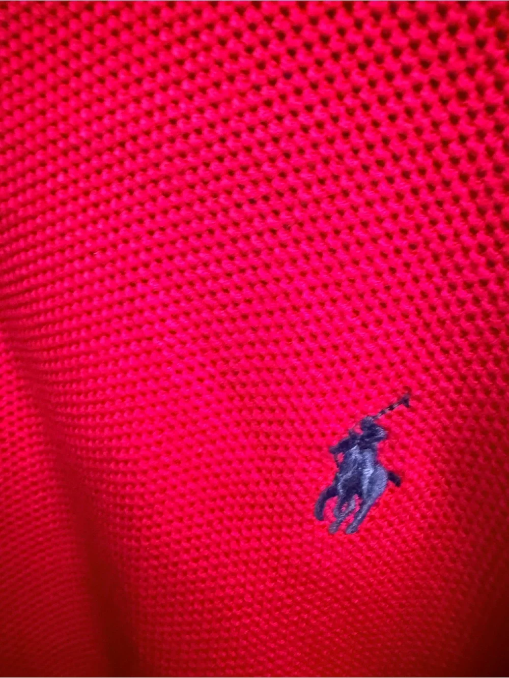 Polo by Ralph Lauren Men’s quarter-Zip Sweater in red. Size Large